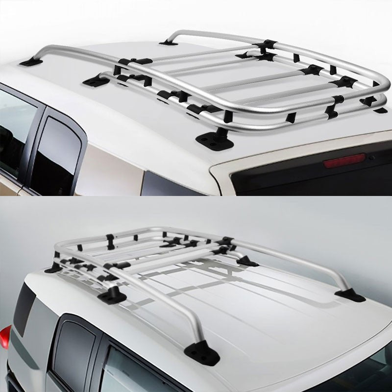 Chrome Aluminum Roof Rack Top Cargo Luggage Basket/Carrier+Crossbar For Toyota 07-14 FJ Cruiser-Exterior-BuildFastCar