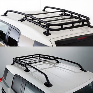 Black Aluminum Roof Rack Top Cargo Luggage Basket/Carrier+Crossbar For Toyota 07-14 FJ Cruiser-Exterior-BuildFastCar