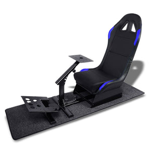 Black/Blue Racing Seat Steering Wheel Stand Pedal Gear Shifter Mount Cockpit Simulator For Fanatec-Accessories-BuildFastCar