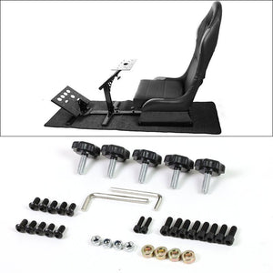 Black/Gray Racing Seat Steering Wheel Stand Pedal Gear Shifter Mount Cockpit Simulator For Fanatec-Accessories-BuildFastCar