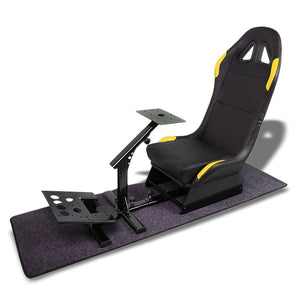 Black/Yellow Racing Seat Steering Wheel Stand Pedal Gear Shifter Mount Cockpit Simulator For Fanatec-Accessories-BuildFastCar