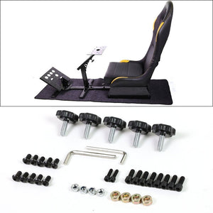 Black/Yellow Racing Seat Steering Wheel Stand Pedal Gear Shifter Mount Cockpit Simulator For Fanatec-Accessories-BuildFastCar