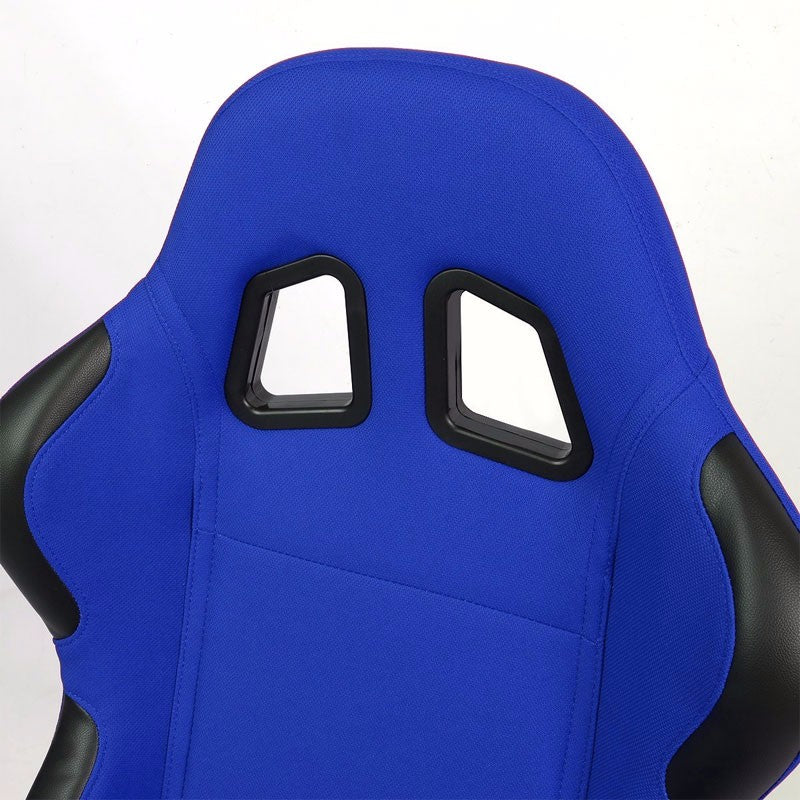 Pair Blue/Black Side Reclinable Woven Fabric Type-R Style Racing Seats W/Sliders-Interior-BuildFastCar