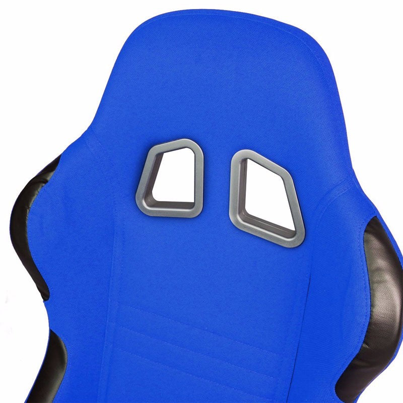 Pair Blue Center/Black Side Reclinable Cloth Type-R Sport Racing Seats W/Sliders-Interior-BuildFastCar