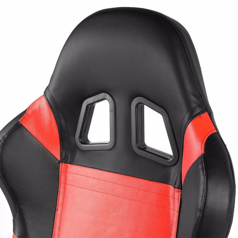 Black Center/Red Side Reclinable Leater Type-R Style Racing Seats ...