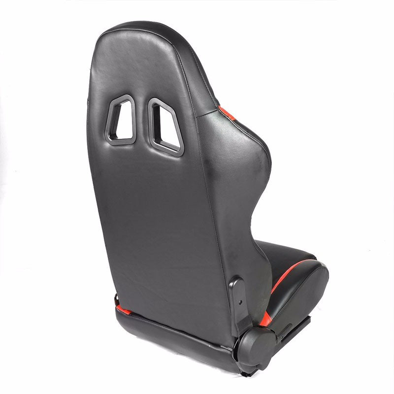 Black Center/Red Side Reclinable Leater Type-R Style Racing Seats ...
