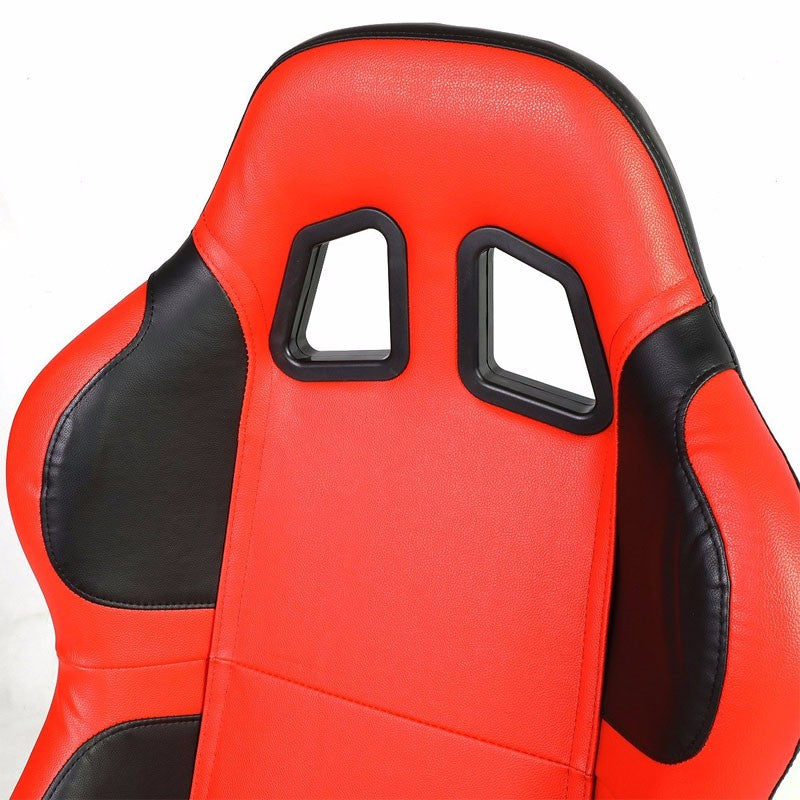 Pair Red/Black Wing Reclinable PVC Leather Type-R Sport Racing Seats W/Sliders-Interior-BuildFastCar