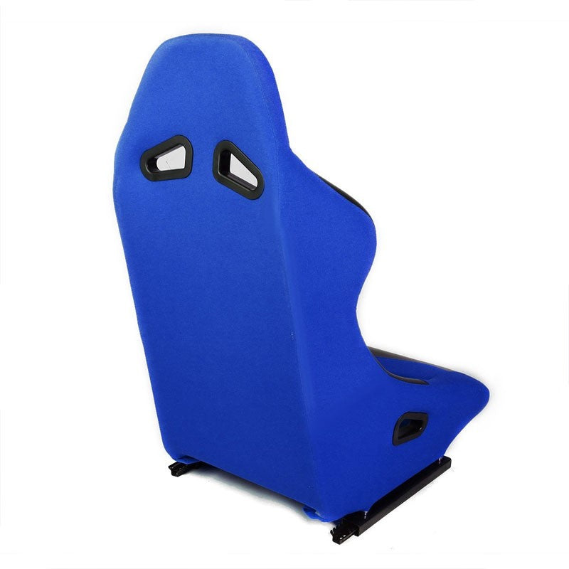 Pair Blue/Black Fixed Position Bucket Fabric Type-R Style Racing Seats W/Sliders-Interior-BuildFastCar