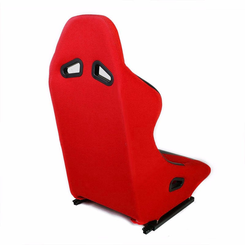 Pair Red/Black Fixed Position Bucket Fabric Type-R Style Racing Seats W/Sliders-Interior-BuildFastCar