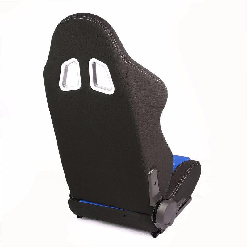 Pair Blue/Black Side Reclinable Woven Fabric Type-R Sport Racing Seats W/Sliders-Interior-BuildFastCar