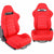 Pair Red/Double White Stitch Reclinable Woven Cloth Type-R Style Racing Seats W/Sliders-Interior-BuildFastCar