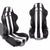 Pair Black/White Dual Stripes Reclinable PVC Leather Type-R Sport Racing Seats W/Sliders-Interior-BuildFastCar