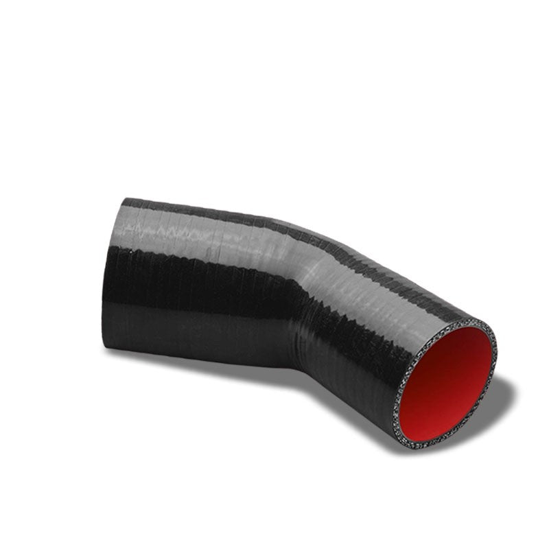 Black-Red 3Ply Silicone 3.00&quot;-3.50&quot; 45 Degree Reducer Hose for Turbo/Intercooler-Performance-BuildFastCar