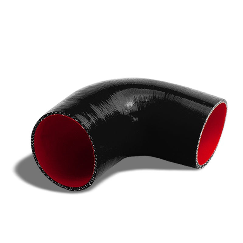 Black-Red Silicone 3" 3-Ply 90 Degree Elbow Hose for Turbo/Intake/Intercooler-Performance-BuildFastCar