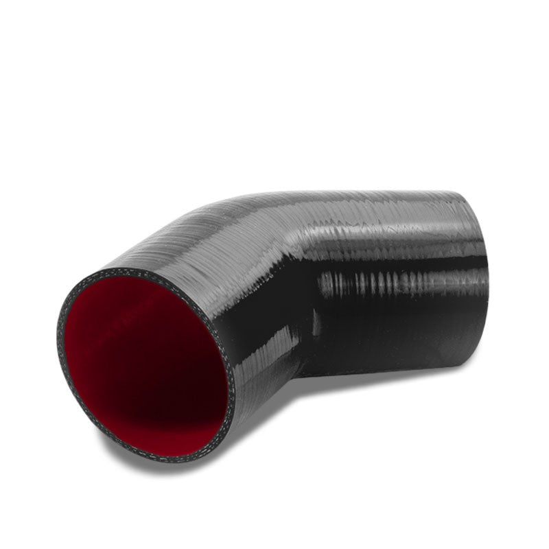 Black/Red 4-Ply Nylon Silicone 3.50&quot; 45 Degree Coupler Hose For Turbo/Intake-Performance-BuildFastCar