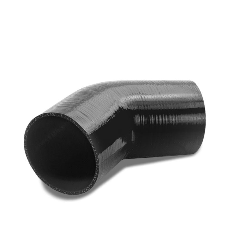 Black Silicone 3.50&quot; 3-Ply 45 Degree Elbow Coupler Hose For Turbo/Intercooler-Performance-BuildFastCar