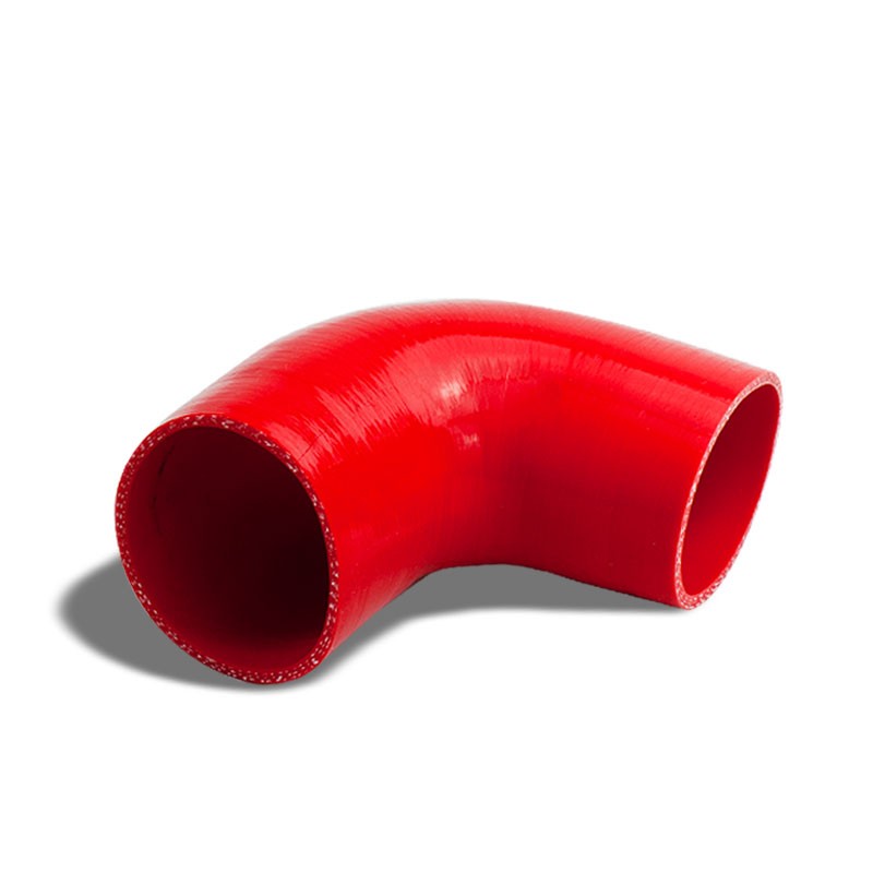 Red Silicone 3.50&quot; 3-Ply 90 Degree Elbow Coupler Hose for Turbo/Intercooler-Performance-BuildFastCar