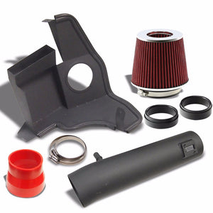 Black Shortram Air Intake+Heat Shield+Red Filter+RD Hose For Ford 11-14 Mustang-Performance-BuildFastCar