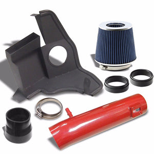 Red Shortram Air Intake+Heat Shield+Blue Filter+BK Hose For Ford 11-14 Mustang-Performance-BuildFastCar