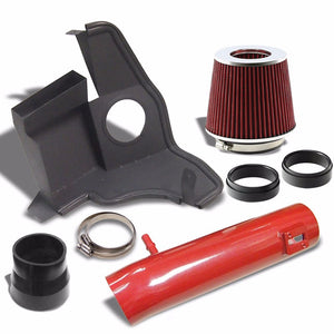 Red Shortram Air Intake+Heat Shield+Red Filter+BK Hose For Ford 11-14 Mustang V6-Performance-BuildFastCar