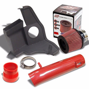 Red Shortram Air Intake+Heat Shield+DCF350 Filter+RD Hose For 11-14 Mustang V6-Performance-BuildFastCar