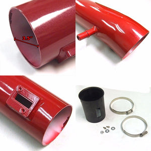 Red Shortram Air Intake+Heat Shield+Red Long Filter+BK Hose For 11-14 Mustang V6-Performance-BuildFastCar