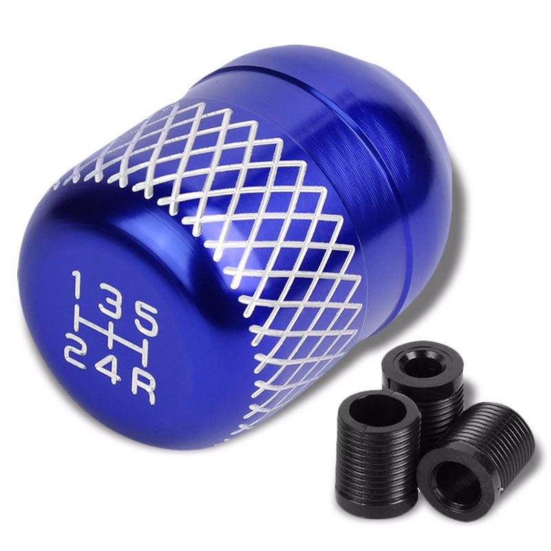 M8/M10/M12 Thread Blue 5-Speed MT Aluminum Netted Design Short Throw Racing Shift Knob+Reverse-Interior-BuildFastCar