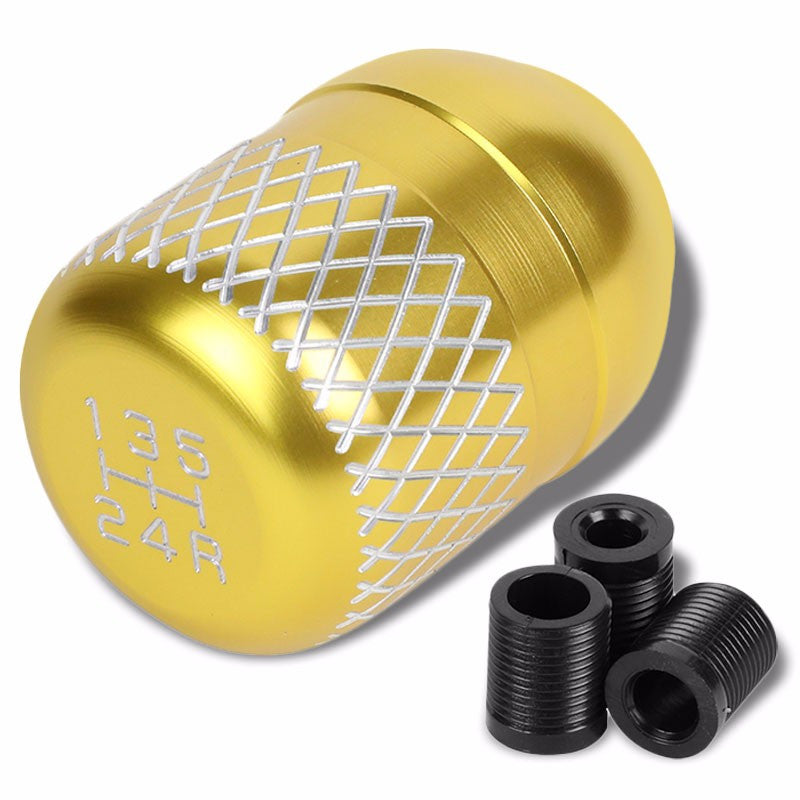 M8/M10/M12 Thread Gold 5-Speed MT Aluminum Netted Design Short Throw Racing Shift Knob+Reverse-Interior-BuildFastCar