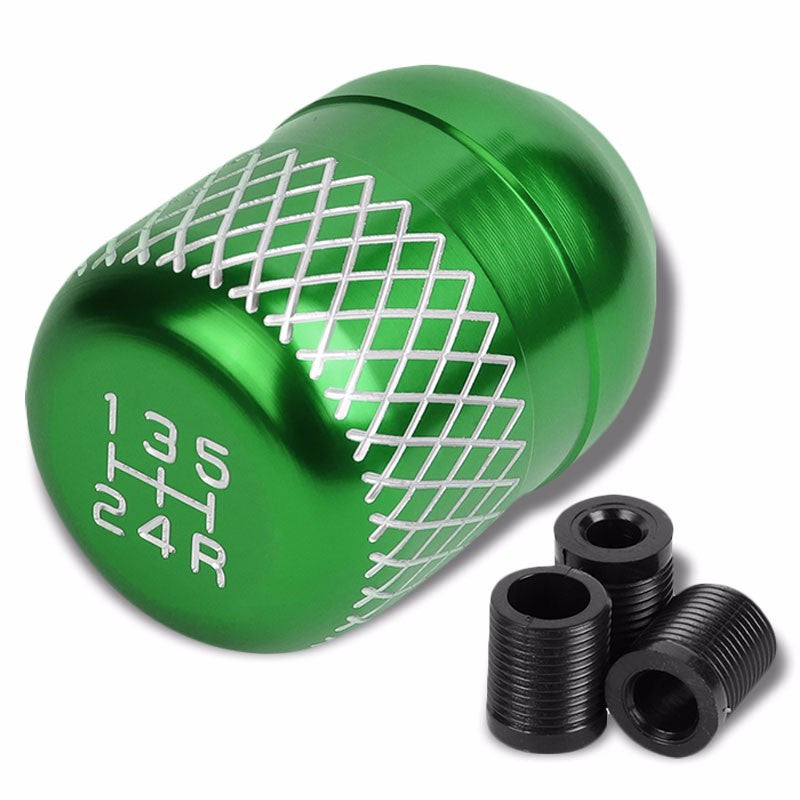 M8/M10/M12 Thread Green 5-Speed MT Aluminum Netted Design Short Throw Racing Shift Knob+Reverse-Interior-BuildFastCar