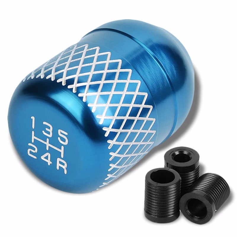 M8/M10/M12 Thread Light Blue 5-Speed MT Aluminum Netted Design Short Throw Racing Shift Knob+Reverse-Interior-BuildFastCar