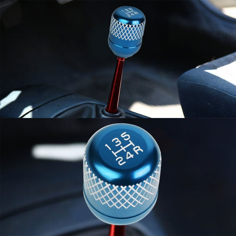 M8/M10/M12 Thread Light Blue 5-Speed MT Aluminum Netted Design Short Throw Racing Shift Knob+Reverse-Interior-BuildFastCar