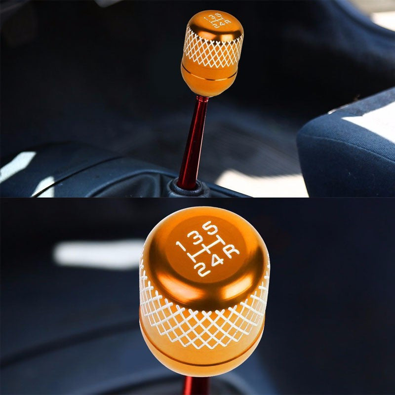M8/M10/M12 Thread Orange 5-Speed MT Aluminum Netted Design Short Throw Racing Shift Knob+Reverse-Interior-BuildFastCar