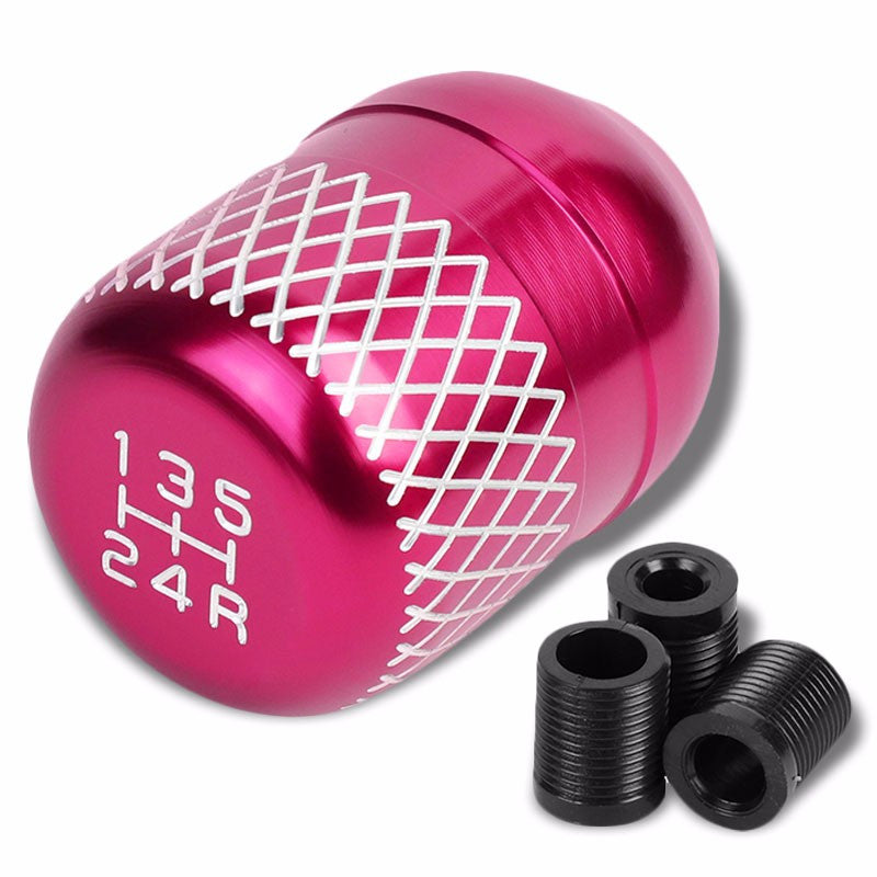 M8/M10/M12 Thread Pink 5-Speed MT Aluminum Netted Design Short Throw Racing Shift Knob+Reverse-Interior-BuildFastCar