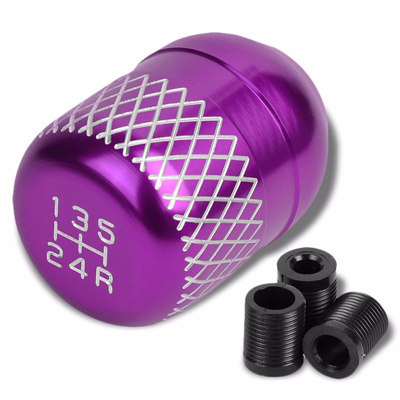 M8/M10/M12 Thread Purple 5-Speed MT Aluminum Netted Design Short Throw Racing Shift Knob+Reverse-Interior-BuildFastCar