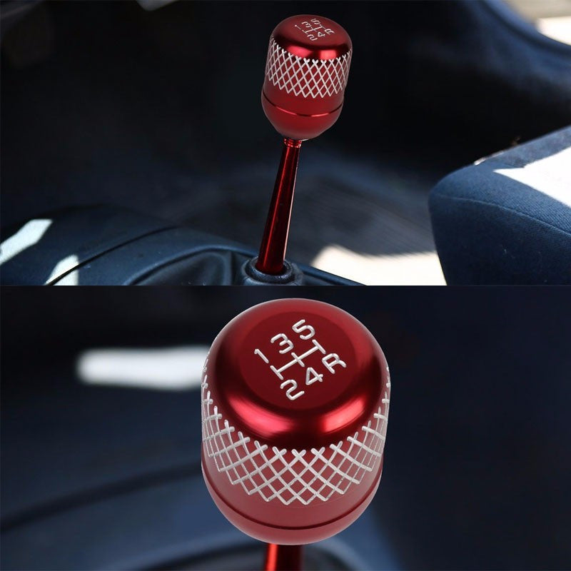 M8/M10/M12 Thread Red 5-Speed MT Aluminum Netted Design Short Throw Racing Shift Knob+Reverse-Interior-BuildFastCar