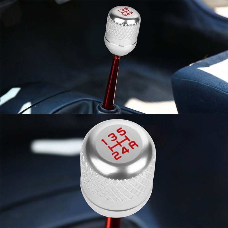 M8/M10/M12 Thread Silver 5-Speed MT Aluminum Netted Design Short Throw Racing Shift Knob+Reverse-Interior-BuildFastCar