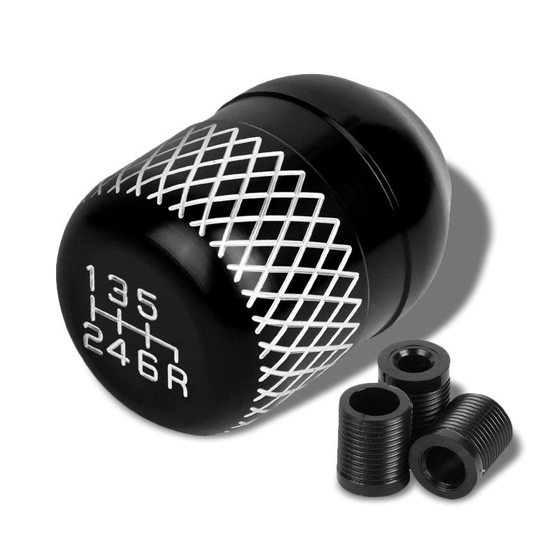 M8/M10/M12 Thread Black 6-Speed MT Aluminum Netted Design Short Throw Racing Shift Knob+Reverse-Interior-BuildFastCar