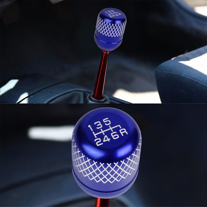 M8/M10/M12 Thread Blue 6-Speed MT Aluminum Netted Design Short Throw Racing Shift Knob+Reverse-Interior-BuildFastCar