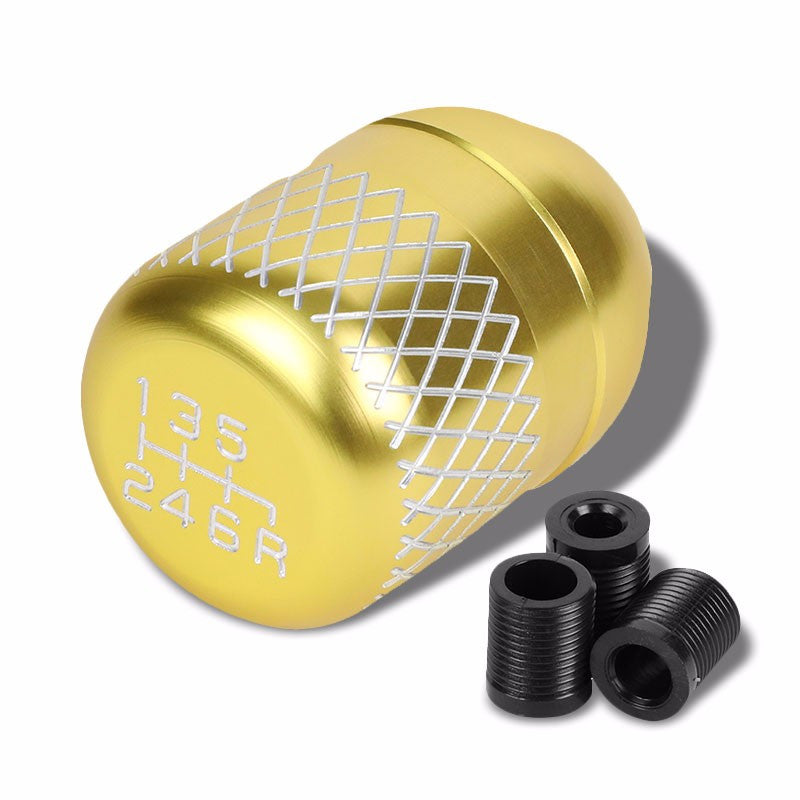 M8/M10/M12 Thread Gold 6-Speed MT Aluminum Netted Design Short Throw Racing Shift Knob+Reverse-Interior-BuildFastCar