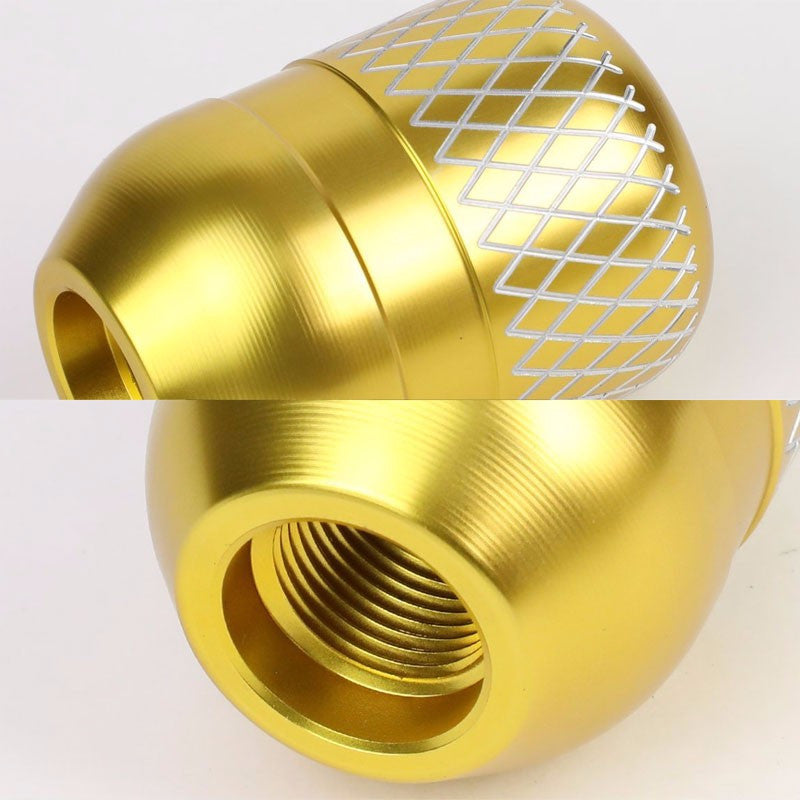 M8/M10/M12 Thread Gold 6-Speed MT Aluminum Netted Design Short Throw Racing Shift Knob+Reverse-Interior-BuildFastCar