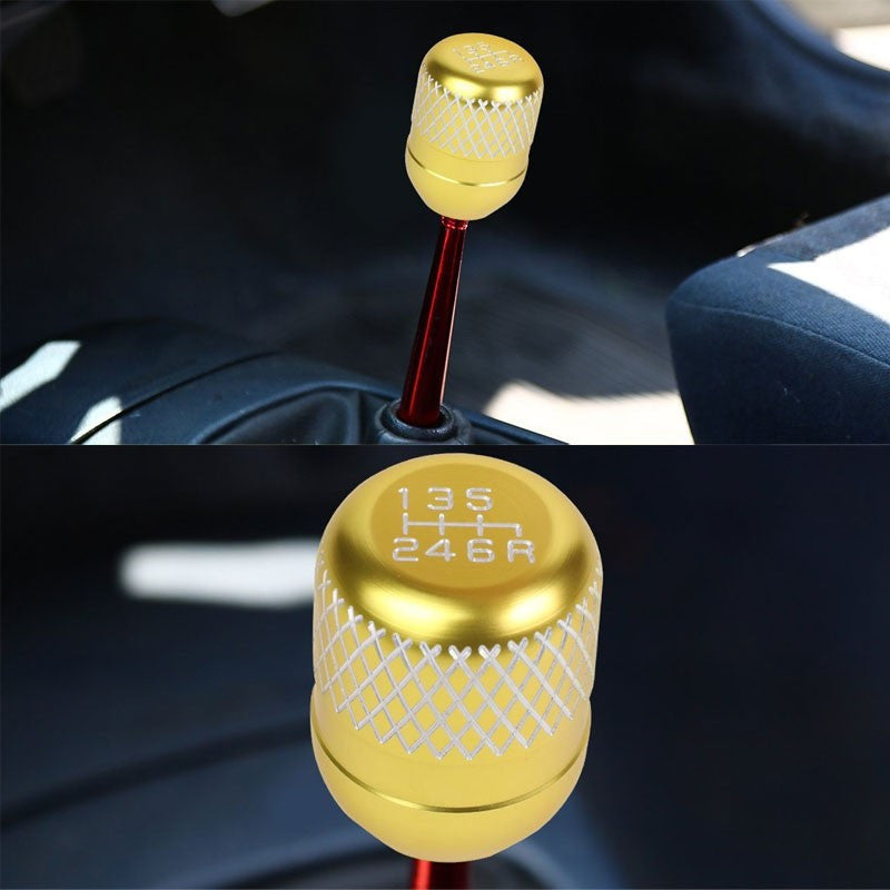 M8/M10/M12 Thread Gold 6-Speed MT Aluminum Netted Design Short Throw Racing Shift Knob+Reverse-Interior-BuildFastCar