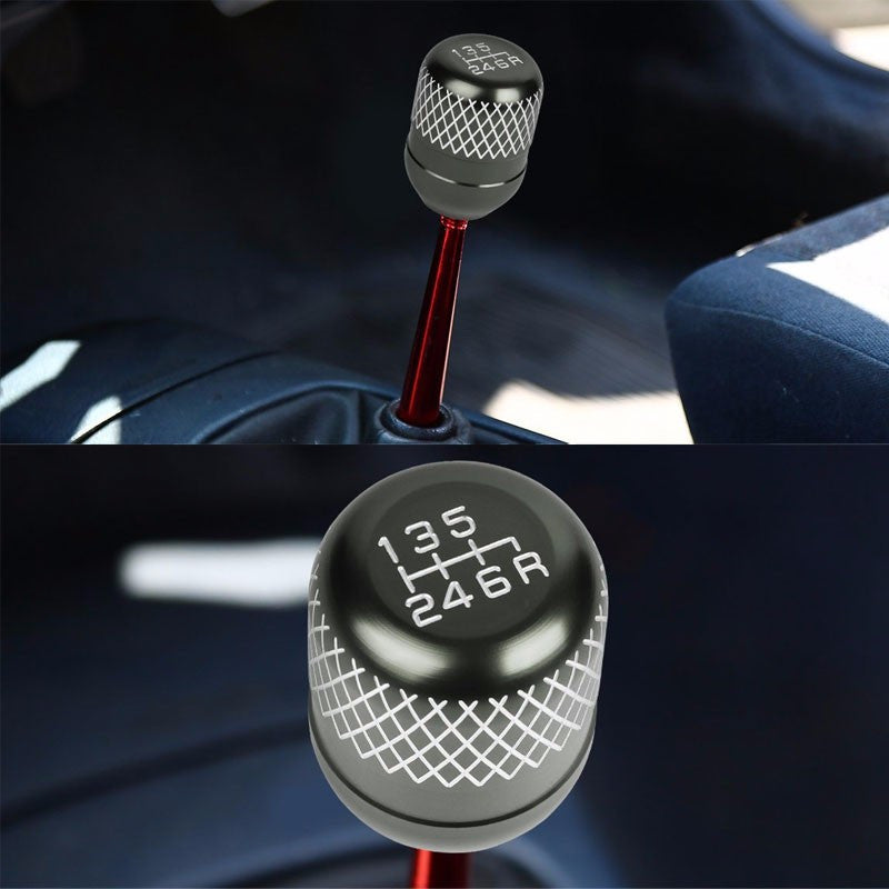 M8/M10/M12 Thread Gunmetal 6-Speed MT Aluminum Netted Design Short Throw Racing Shift Knob+Reverse-Interior-BuildFastCar
