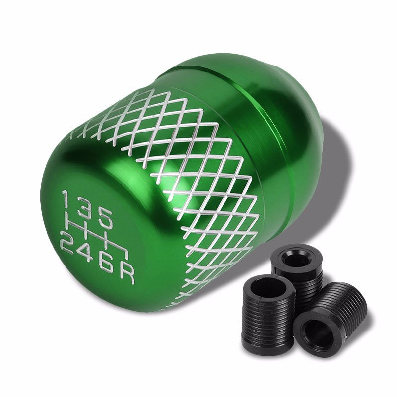 M8/M10/M12 Thread Green 6-Speed MT Aluminum Netted Design Short Throw Racing Shift Knob+Reverse-Interior-BuildFastCar