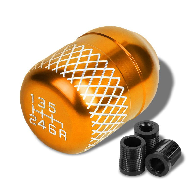 M8/M10/M12 Thread Orange 6-Speed MT Aluminum Netted Design Short Throw Racing Shift Knob+Reverse-Interior-BuildFastCar