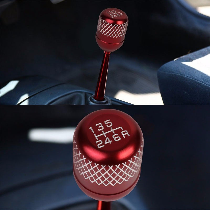 M8/M10/M12 Thread Red 6-Speed MT Aluminum Netted Design Short Throw Racing Shift Knob+Reverse-Interior-BuildFastCar