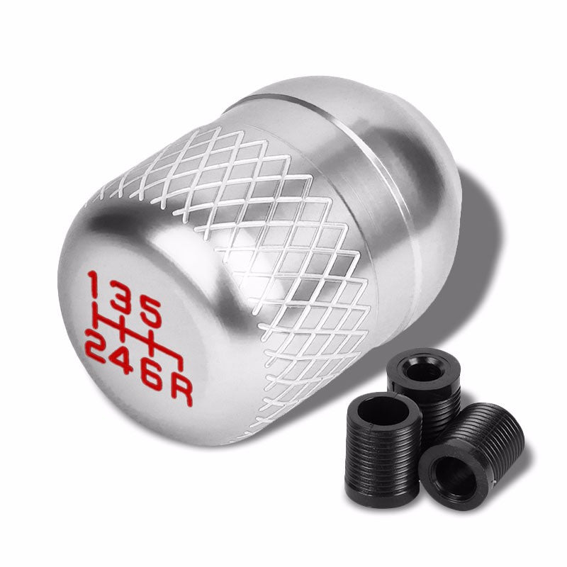 M8/M10/M12 Thread Silver 6-Speed MT Aluminum Netted Design Short Throw Racing Shift Knob+Reverse-Interior-BuildFastCar