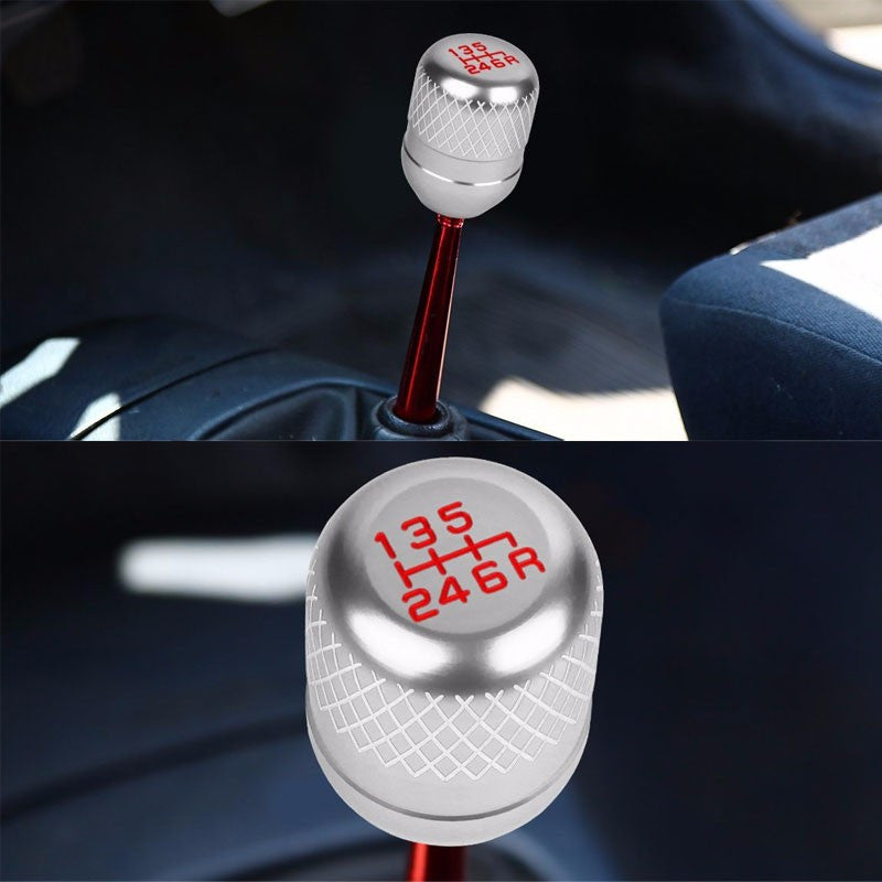 M8/M10/M12 Thread Silver 6-Speed MT Aluminum Netted Design Short Throw Racing Shift Knob+Reverse-Interior-BuildFastCar