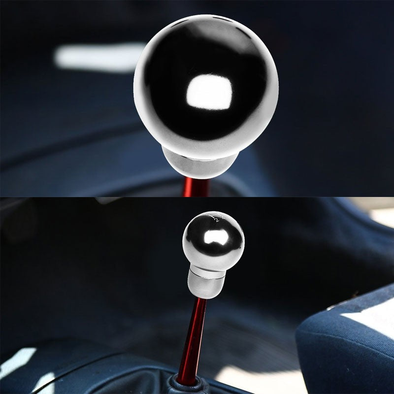 Chrome Clear Shift Pattern MT Round Race Shifter Knob+M8/M10/M12 Thread Adapter-Interior-BuildFastCar