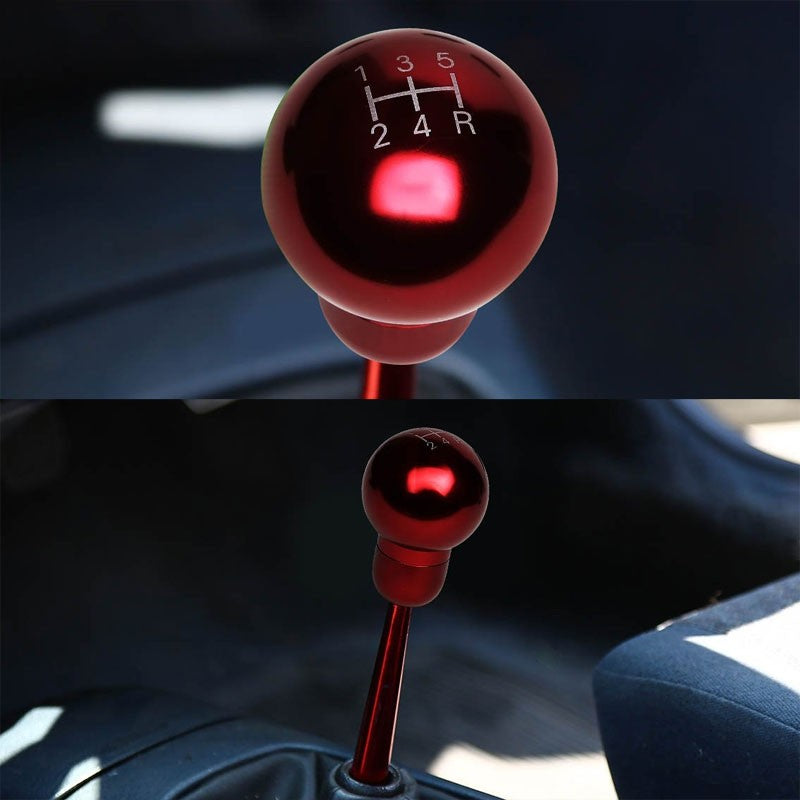 M8/M10/M12 Universal Red 5-Speed MT Aluminum Round Racing Shifter Knob-Interior-BuildFastCar