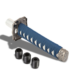 8.5" Blue Wrap/WH Handle Katana Samurai Sword Gear Shift Knob M8/M10/M12 Adapter-Interior-BuildFastCar